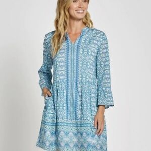 Jude Connally Blue and Green Patterned Dress